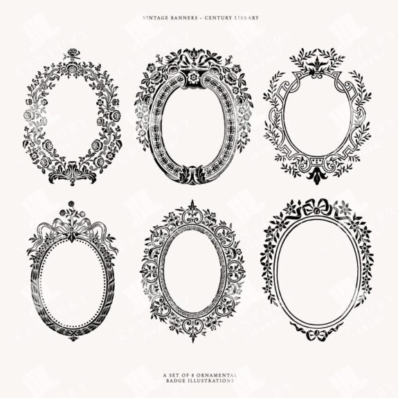 Floral Crest Clipart Illustrations In Svg, Eps, And Png Image Formats - Downloadable Vintage Design Assets