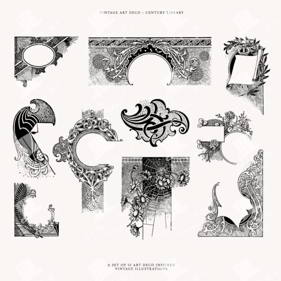 Downloadable Art Deco Design Assets In Svg, Eps, And Png Image Formats - Downloadable Vintage Design Assets