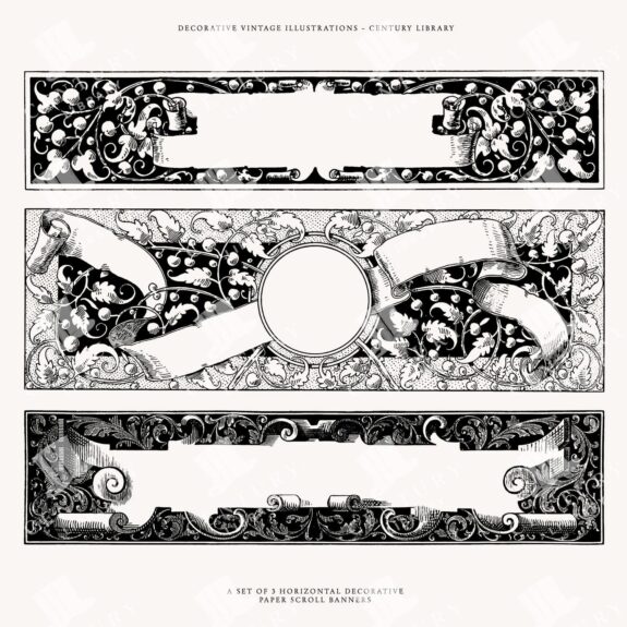 Vintage Banner Designs In Svg, Png, And Eps Image Formats - Ornamental Vintage Line Art Illustrations