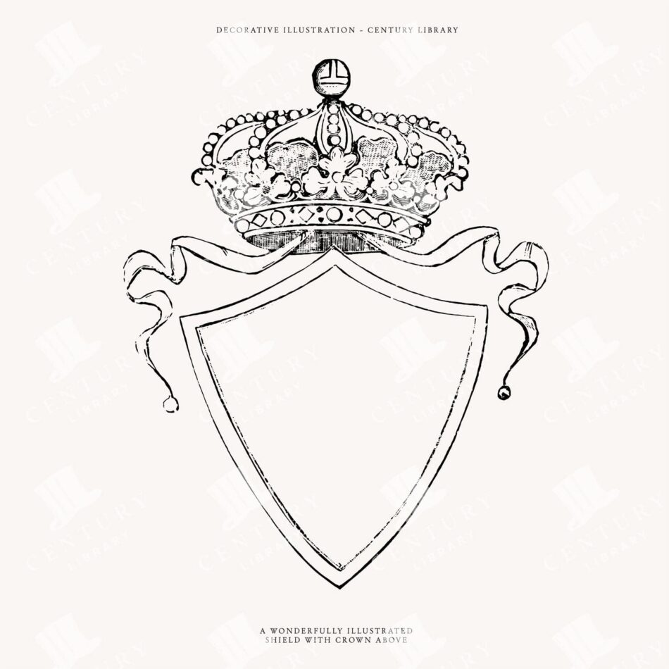 Vintage Heraldry Banner / Shield Design With A Crown On Top