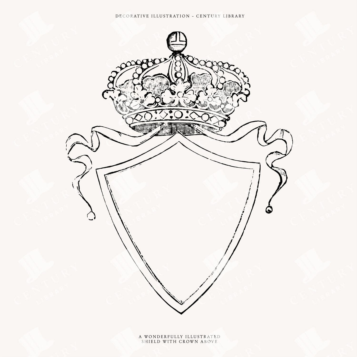 Vintage Heraldry Banner / Shield Design With A Crown On Top