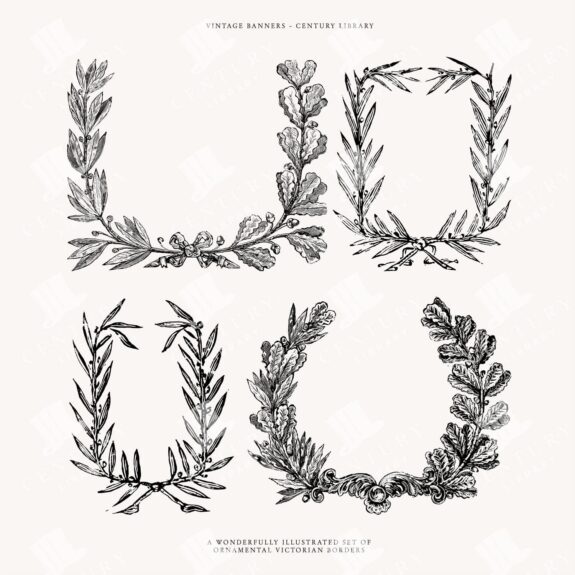 Botanical Laurel Wreath Design Assets