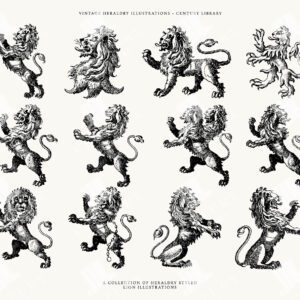 Heraldry Lion Illustrations for Badges, Logos, Crests, Icons, etc. In SVG, EPS, and PNG formats