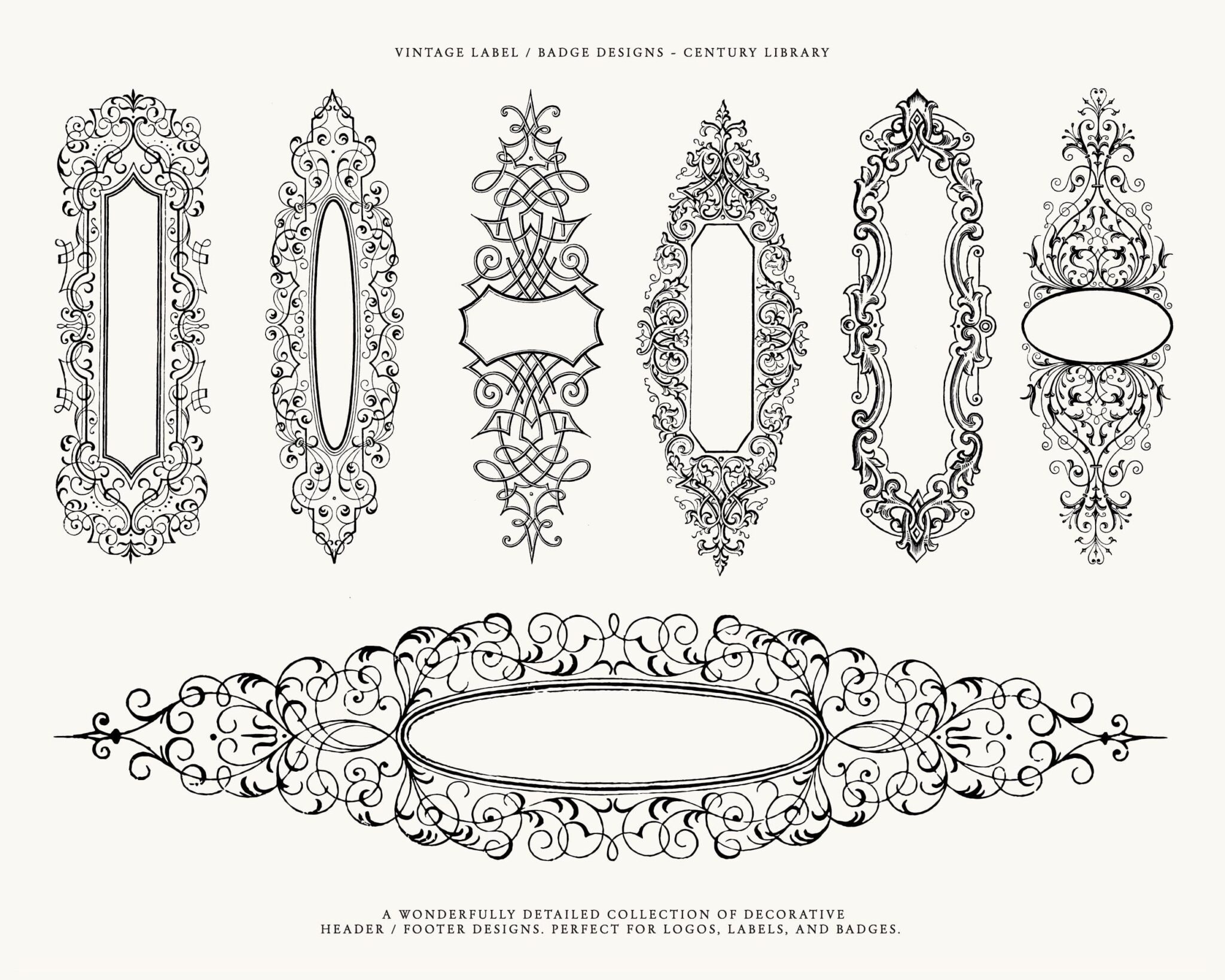 Vintage Ornamental Labels and Banners - Victorian Decorative Design Assets in PNG, SVG, and EPS Formats