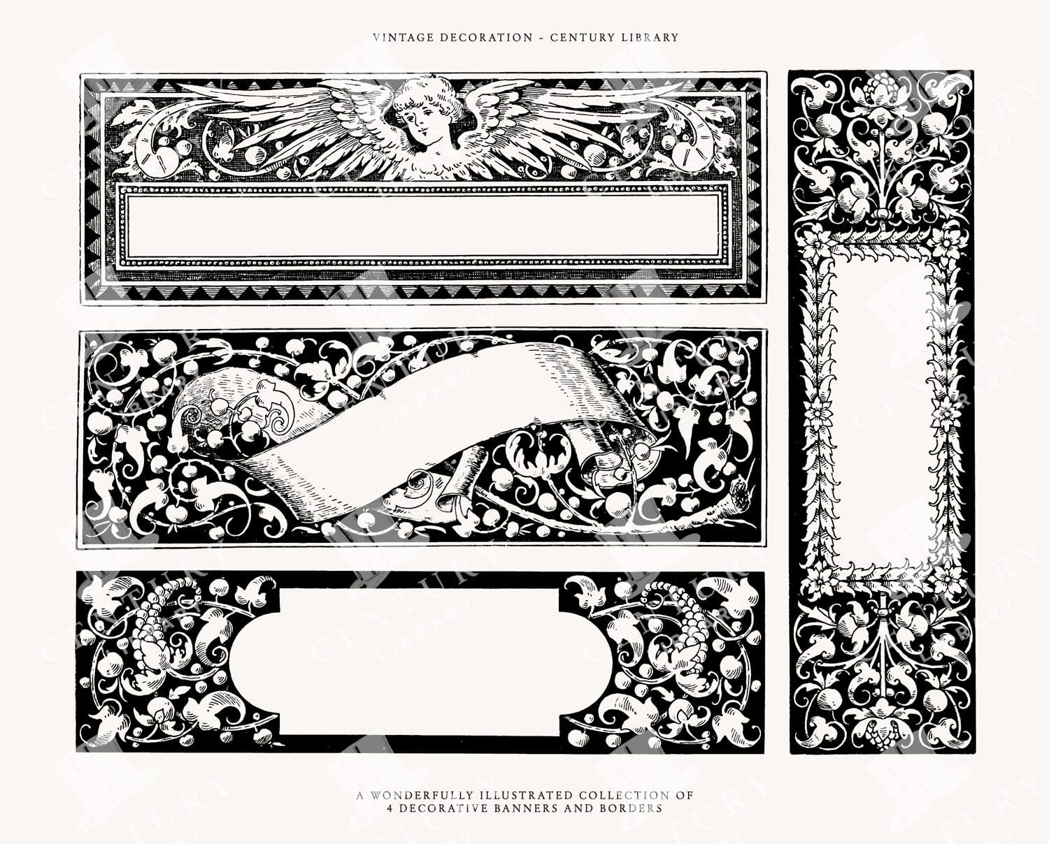 Vintage Victorian Banner / Header Illustrations - Vector Clip Art For Invitations And Design Projects