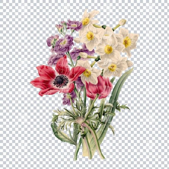Antique Colour Floral Arrangement Png