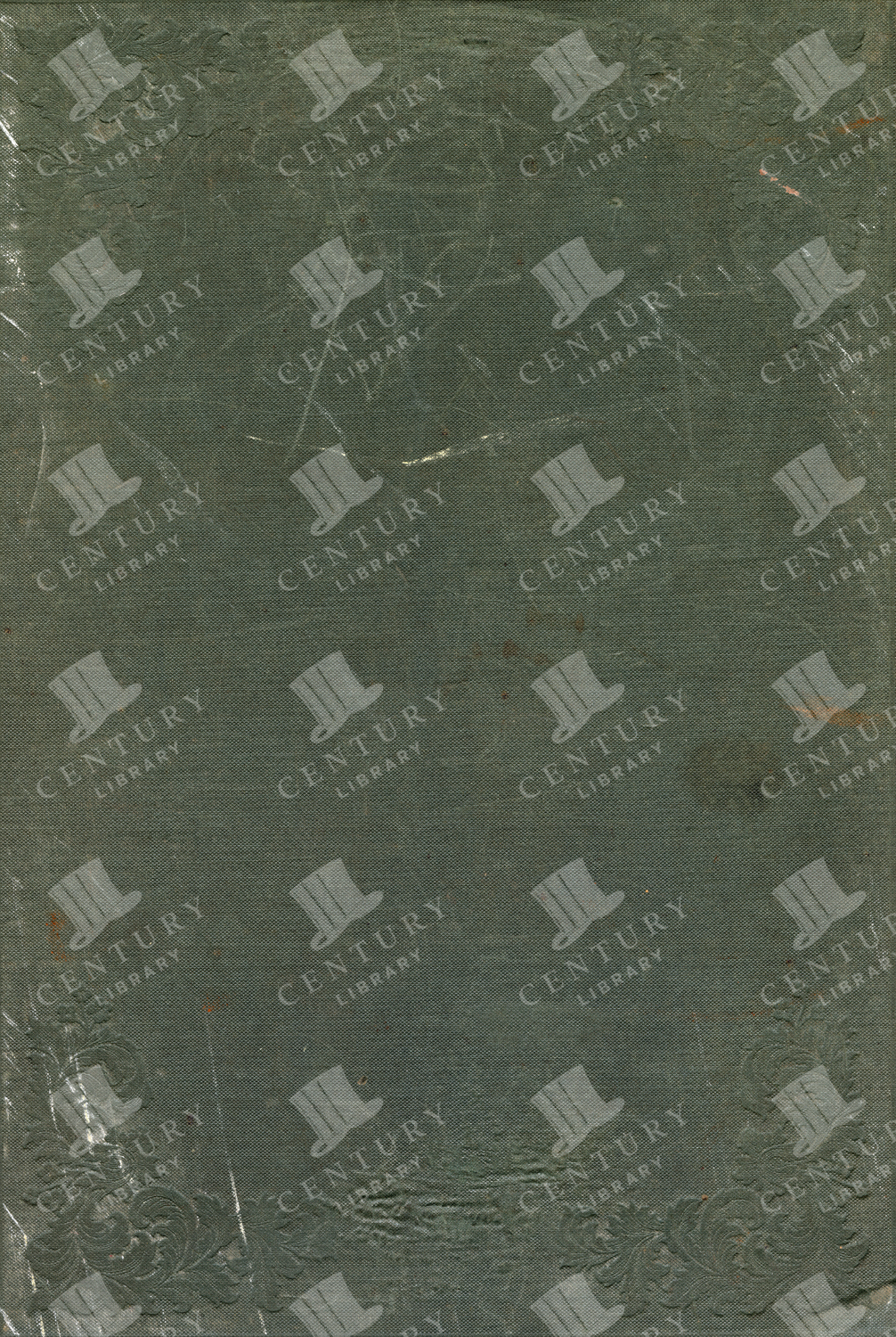 Dark Green Fabric Vintage Book Texture With Floral Embossing