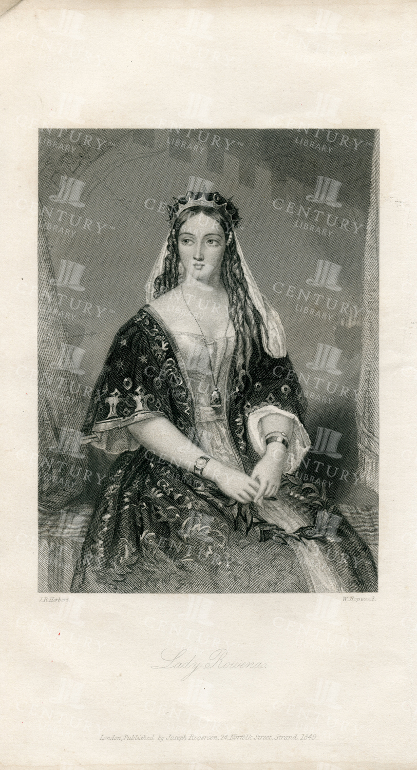 Vintage Print Of Lady Rowena Wife Of Vortigern, "king Of The Britons"
