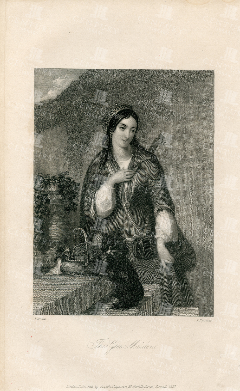 Beautiful Vintage 1851 Print - The Glee Maiden