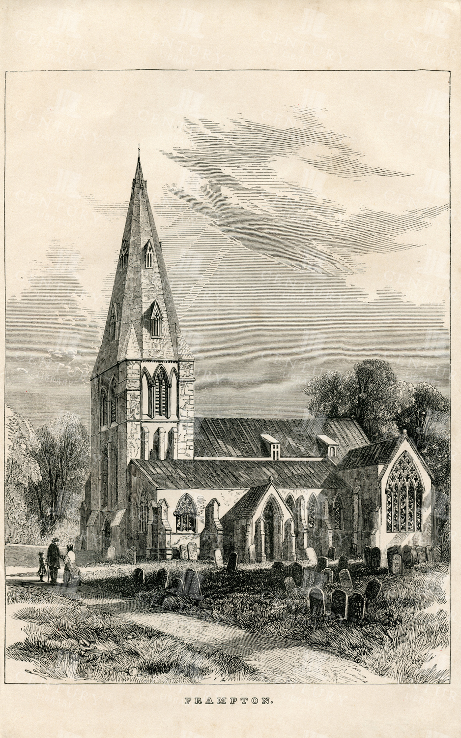 Frampton Church,  Lincolnshire - Antique Architecture Print