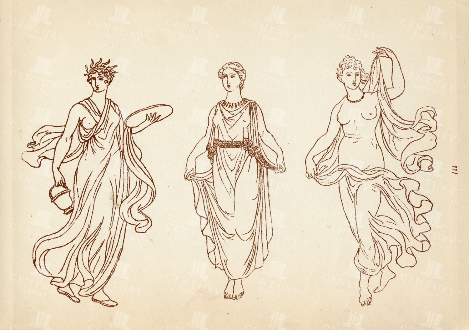 Greek Female Costume - 1883 Vintage Costume Print - Plate 111
