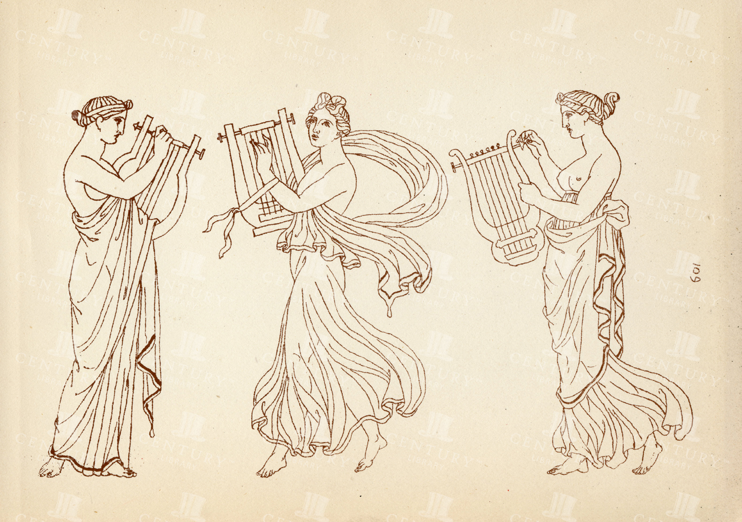 Greek Female Costume - 1883 Vintage Costume Print - Plate 109