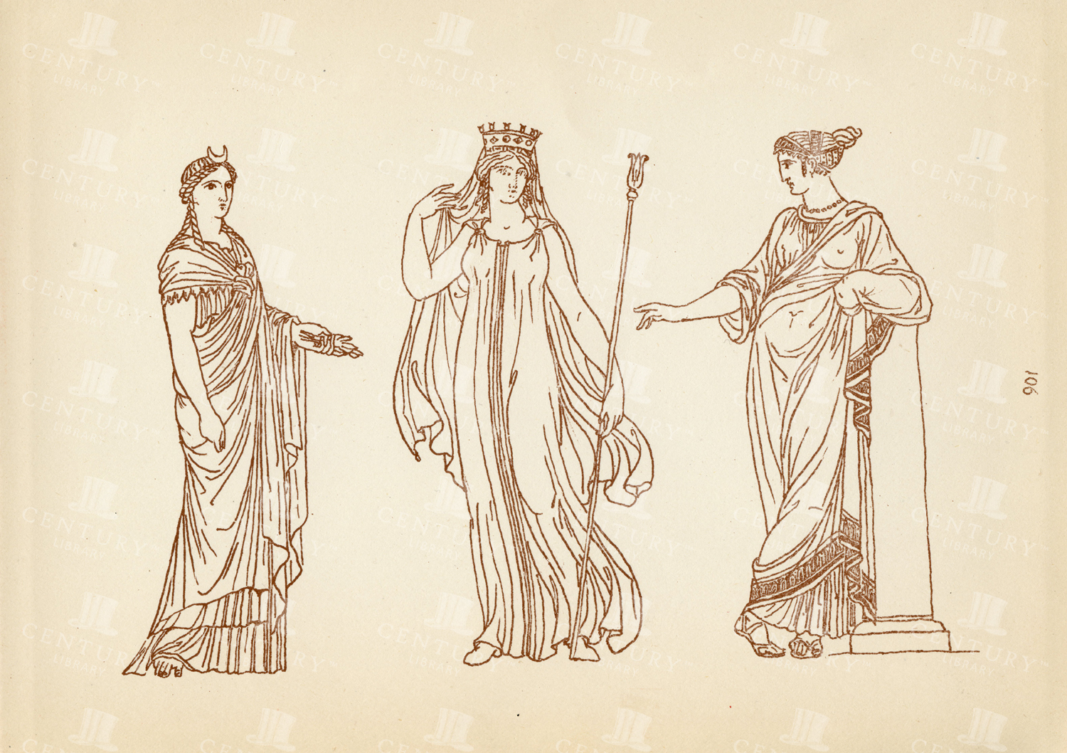 Artemis, Demeter And Aphrodite - Vintage Greek Costume Print