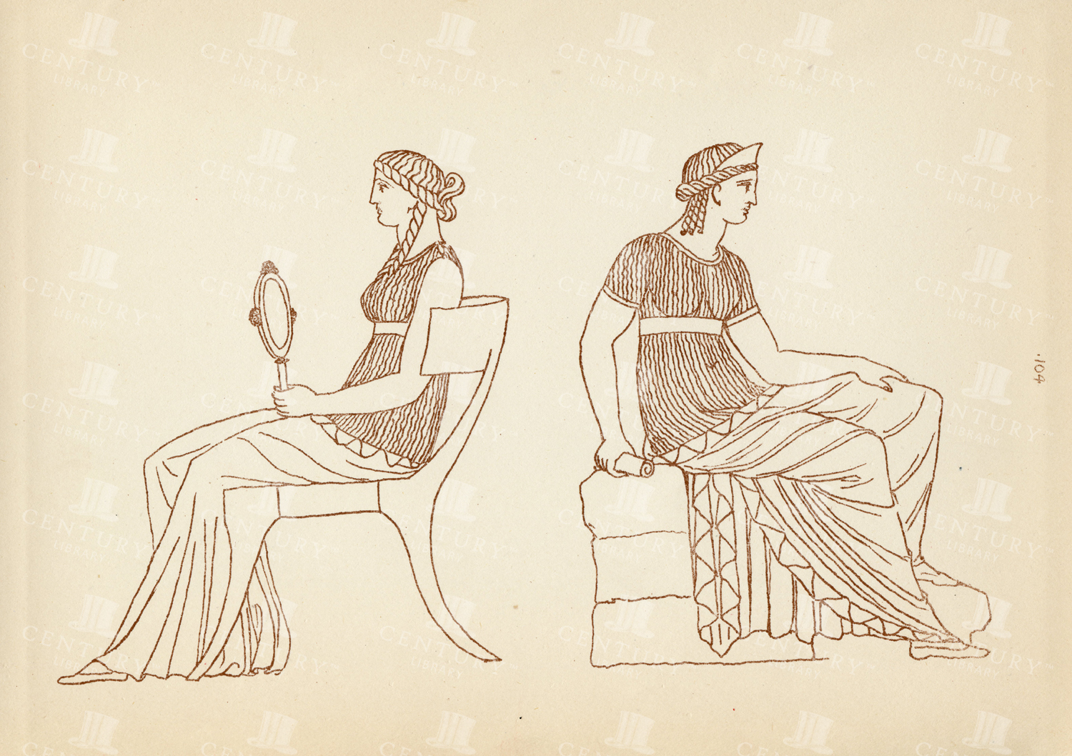 Vintage Costume Print - Greek Ladies - Early Style Of Dress