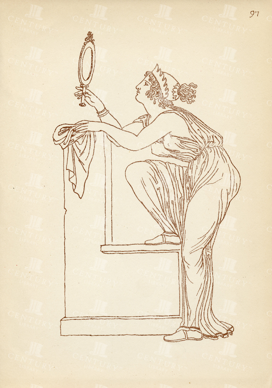 Greek Female Dressed In Monochiton - Vintage Costume Print