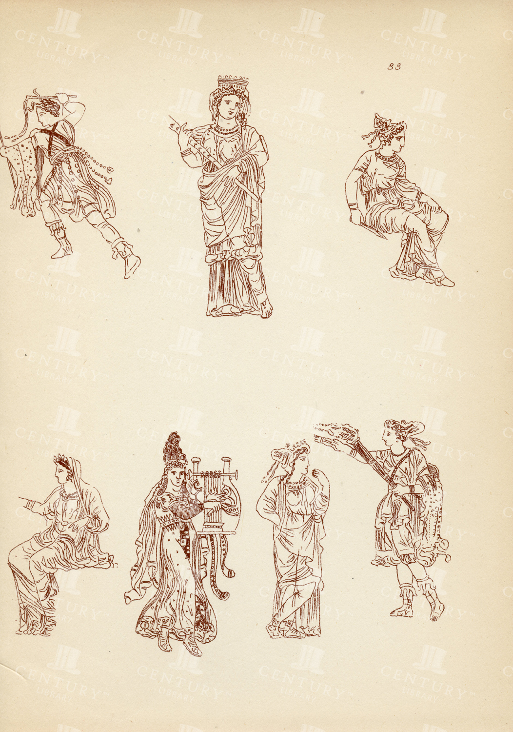 Vintage Costume Print Showing The Dress Of The Bacchie Festivals
