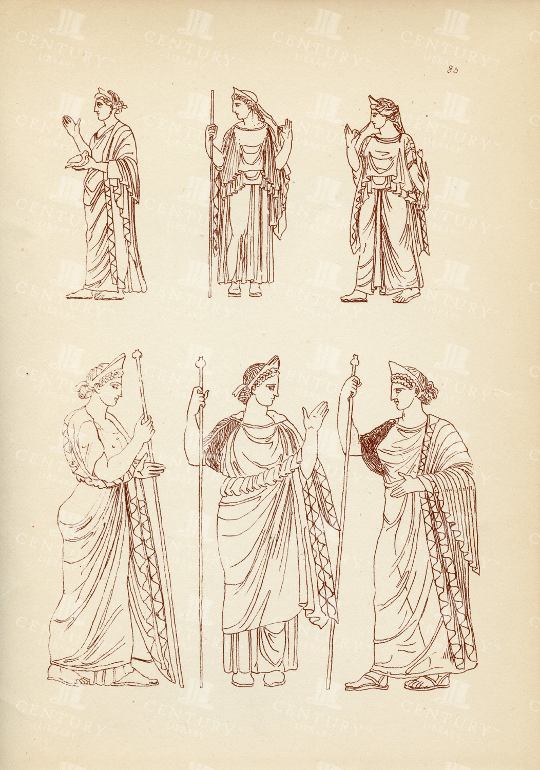Vintage 1883 Greek Costume Print - Various Styles Of Dresses