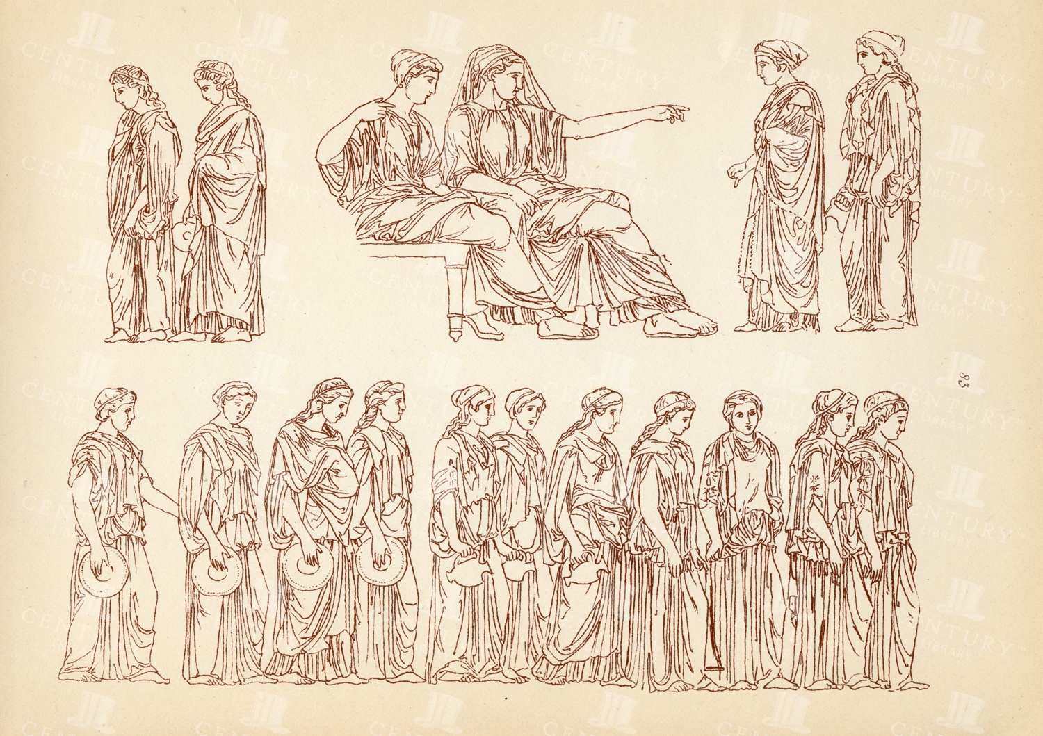 Female Dress From The Time Of Phidias - Vintage Costume Print