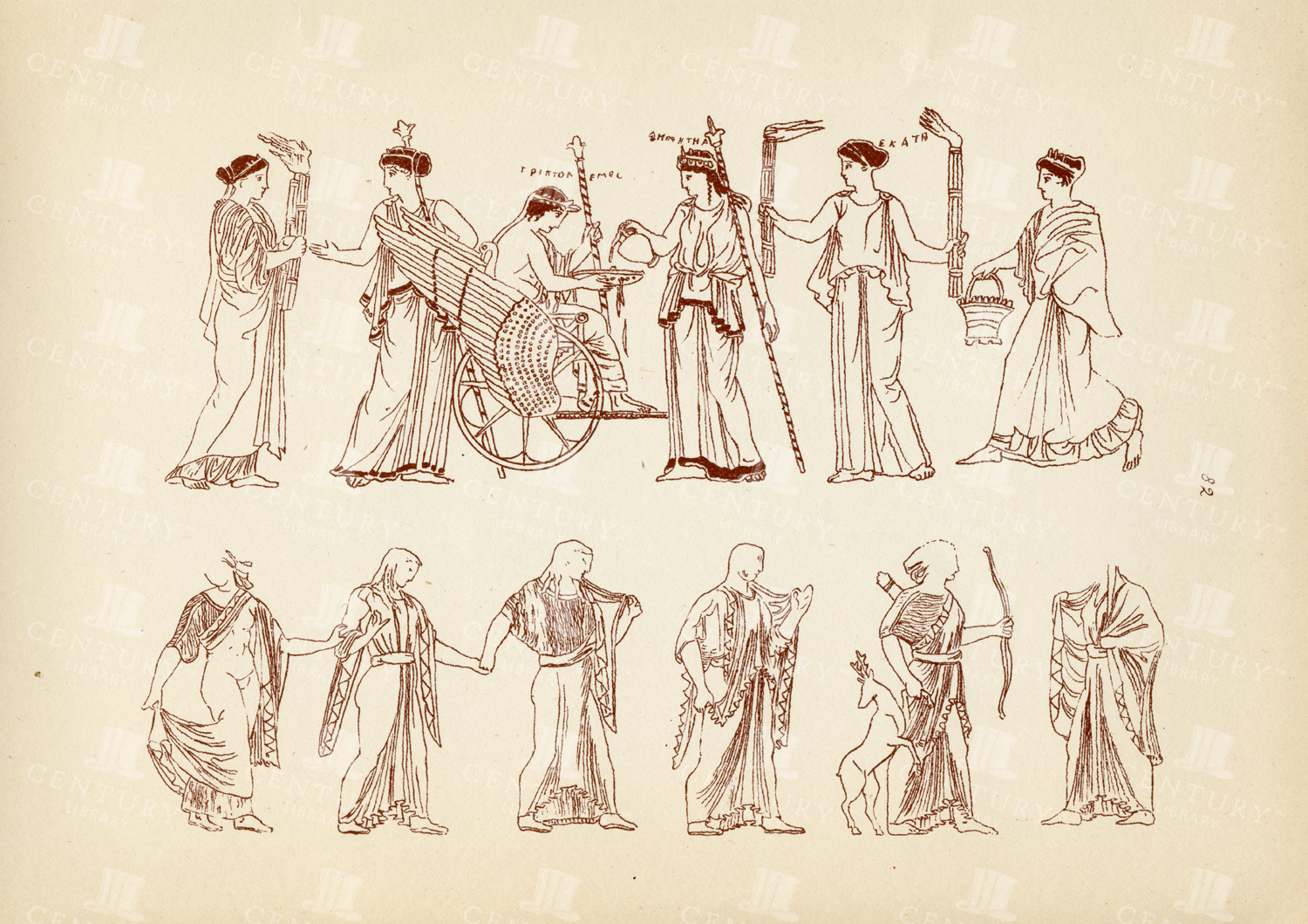 Vintage Greek Costume Print Of Early Ionian Style Of Dress
