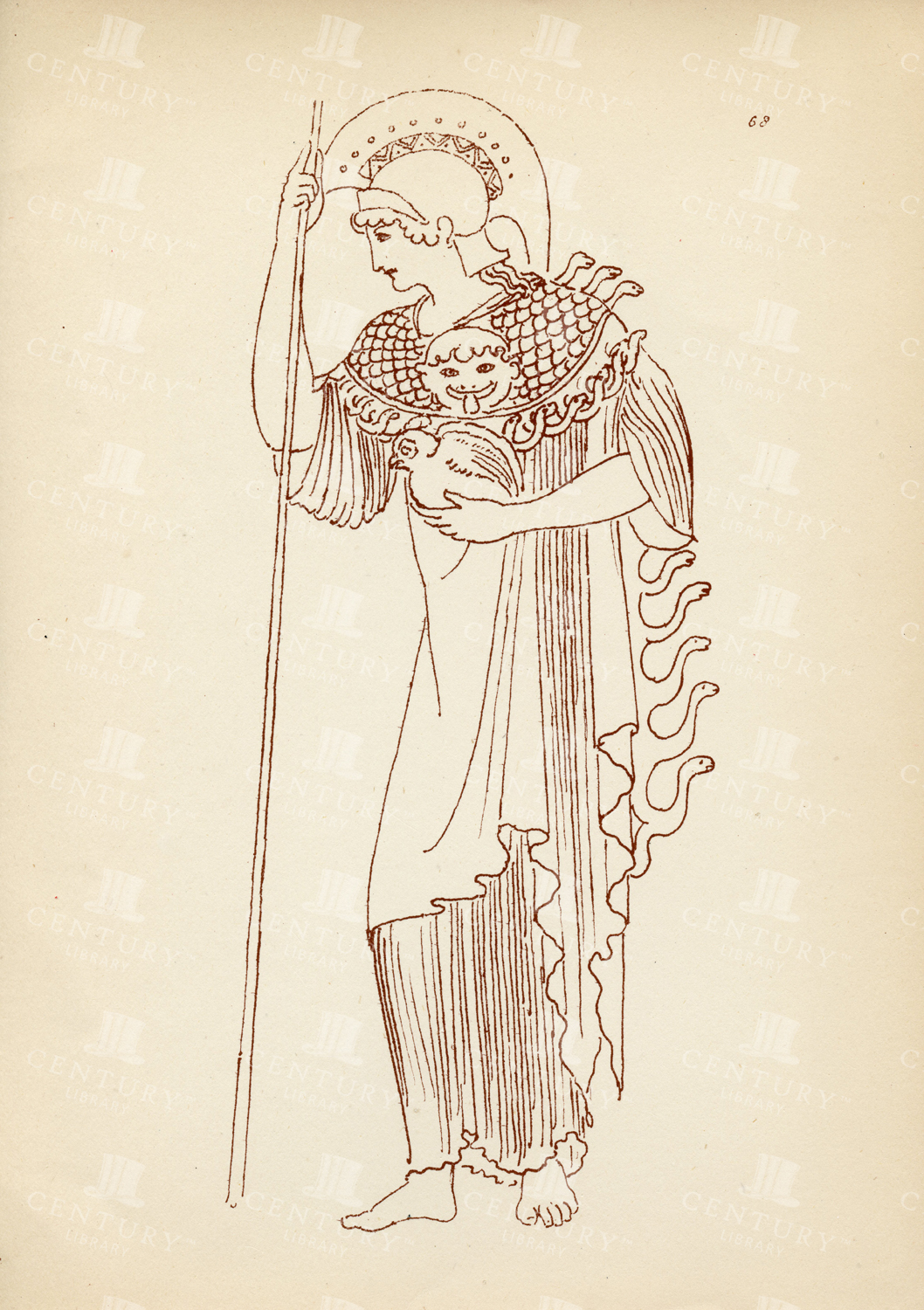 Vintage Costume Print - Athene Wearing Aegis With Breastplate