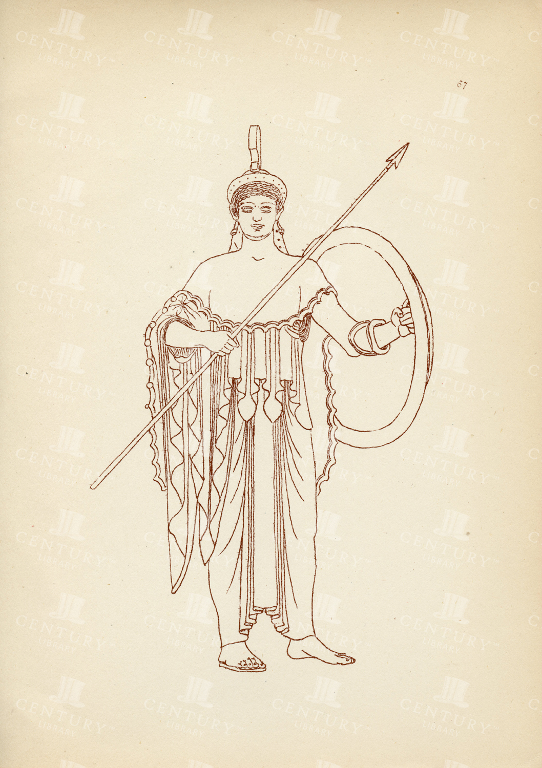 Ancient Greek Female Costumes - Vintage 1883 Print