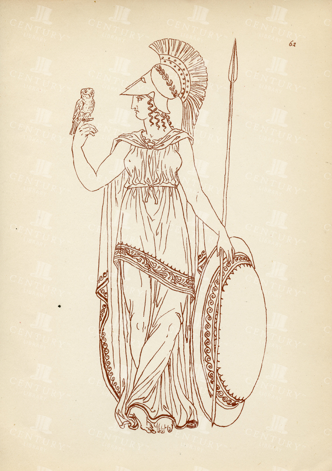 Ancient Greek Female Battle Costume - Vintage 1883 Print