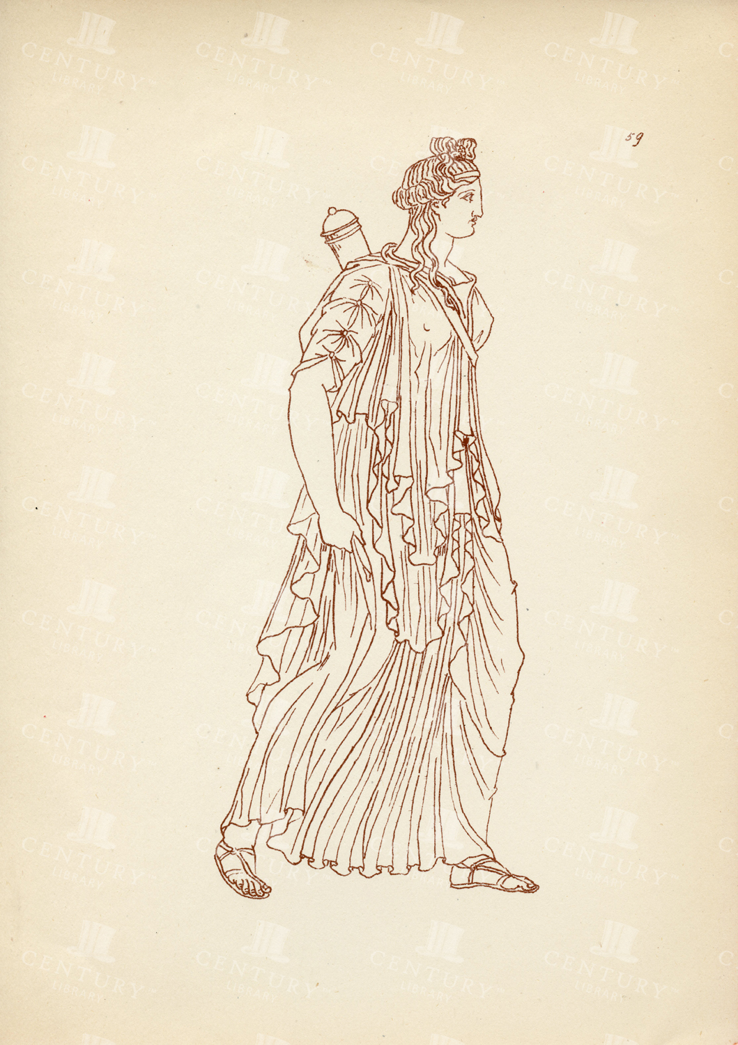 Vintage Greek Female Costume Print - Antique 1883