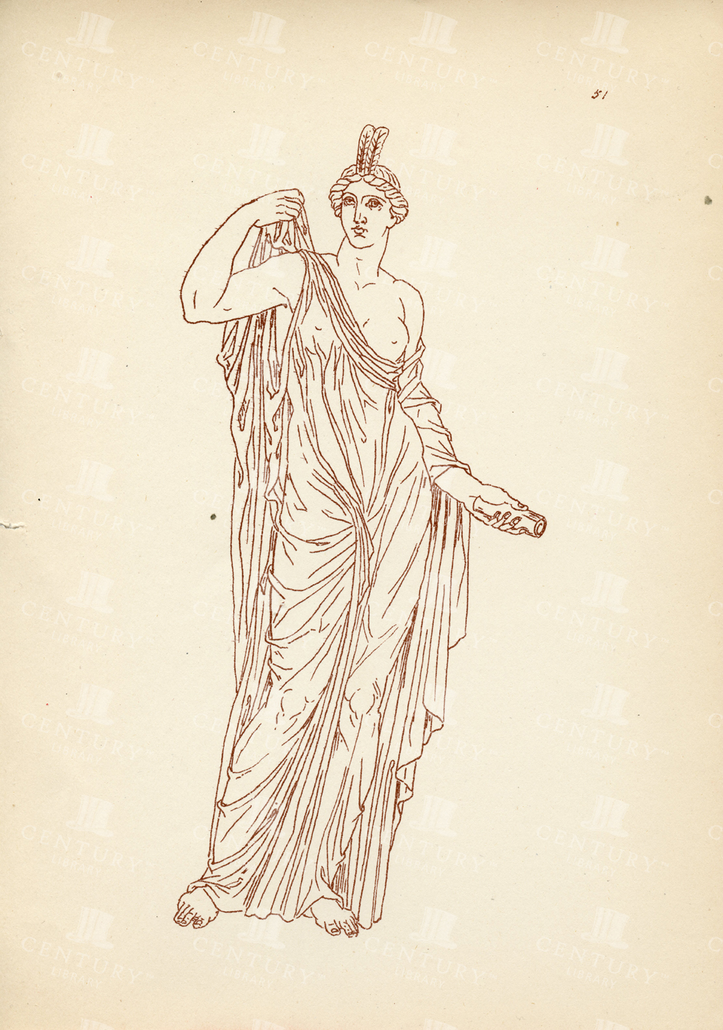 Vintage Costume Print - Muse With Wide Chiton - Antique 1883