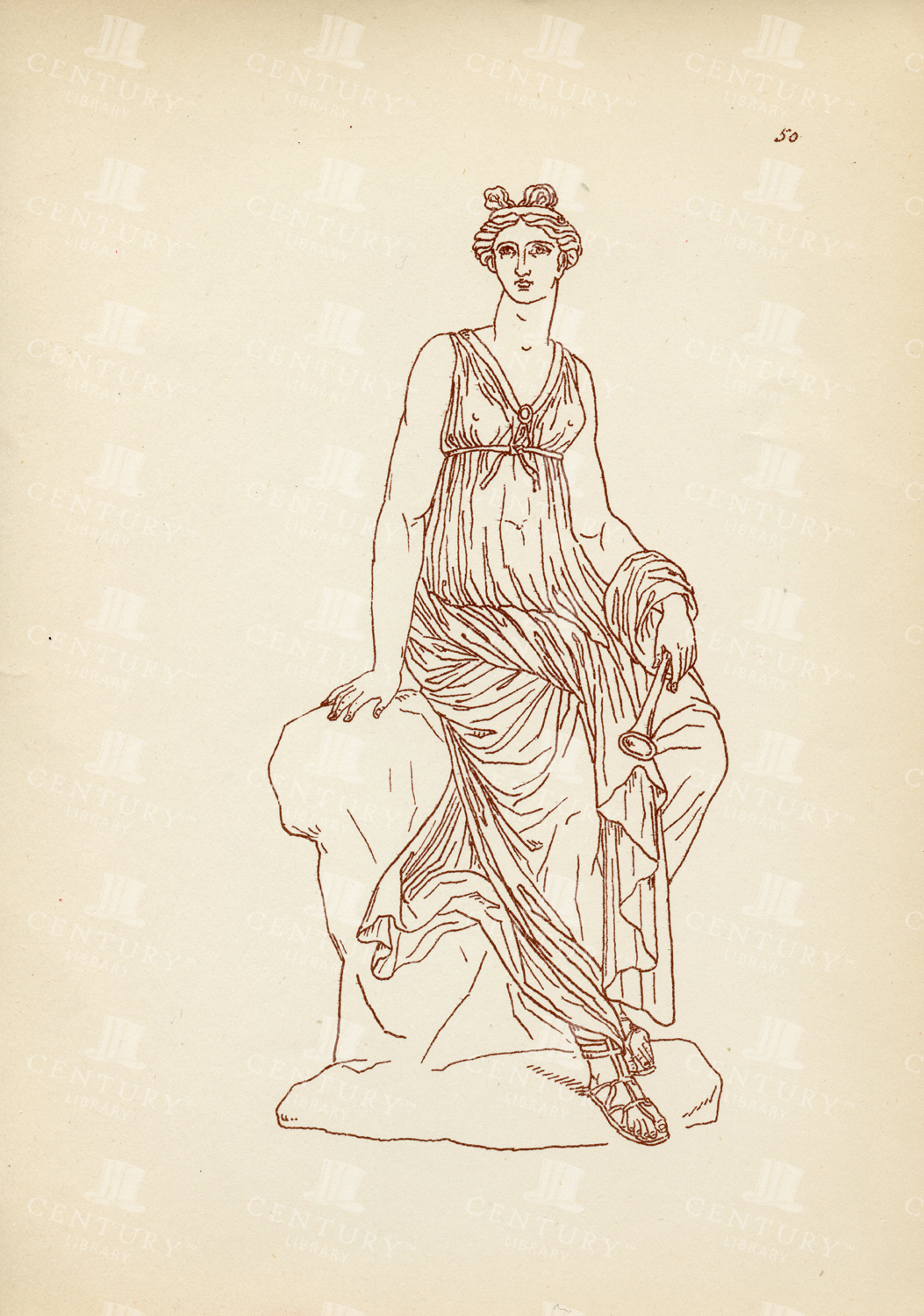 Euterpe With Chiton At The Breast - Vintage Greek Costume Print