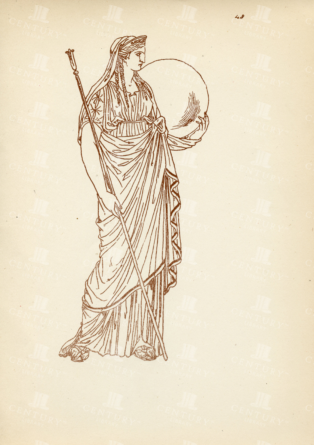 Vintage Costume Print - Ancient Greek Female Costume - 1883