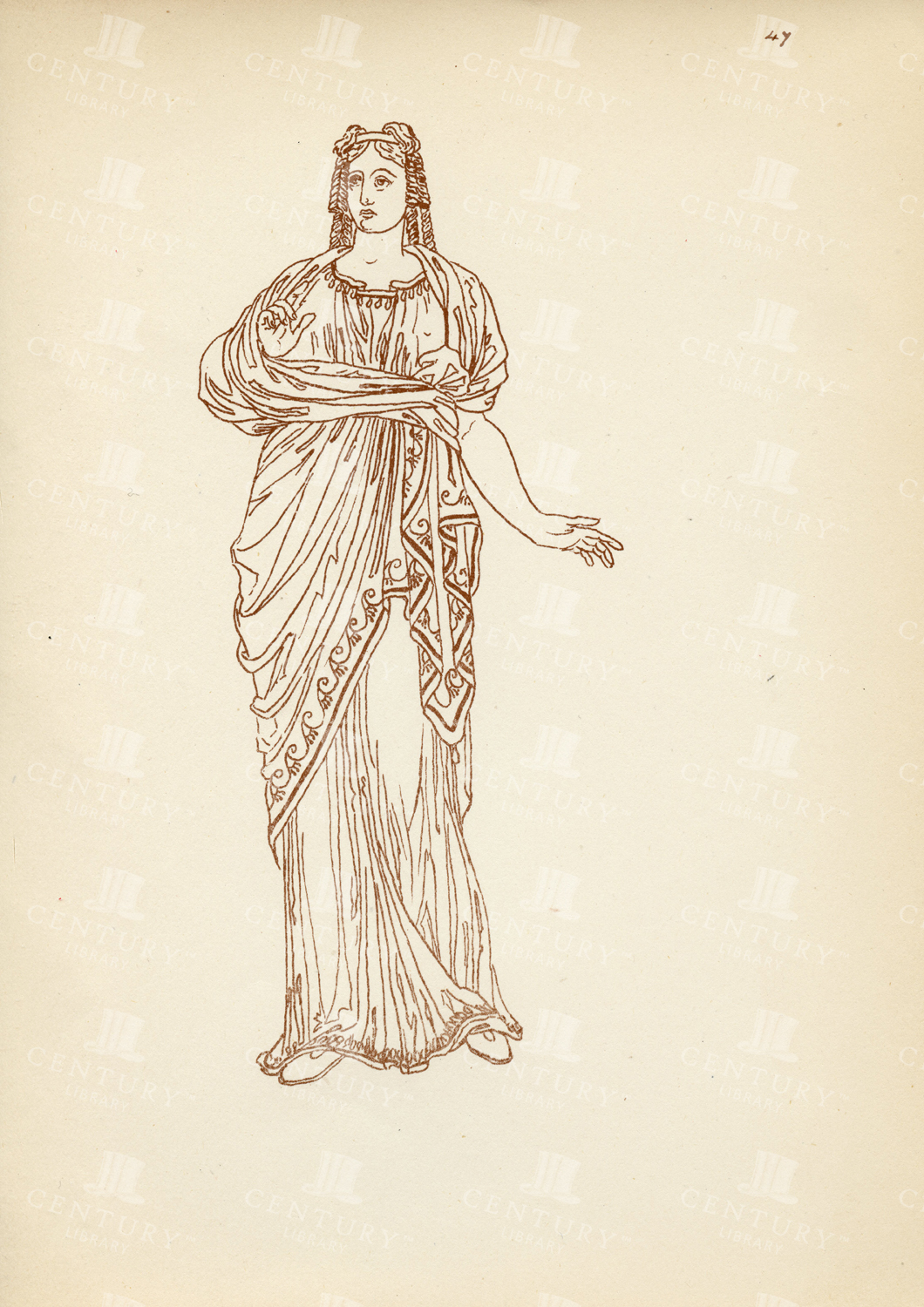Vintage Costume Print - Ancient Greek Female Costume - 1883