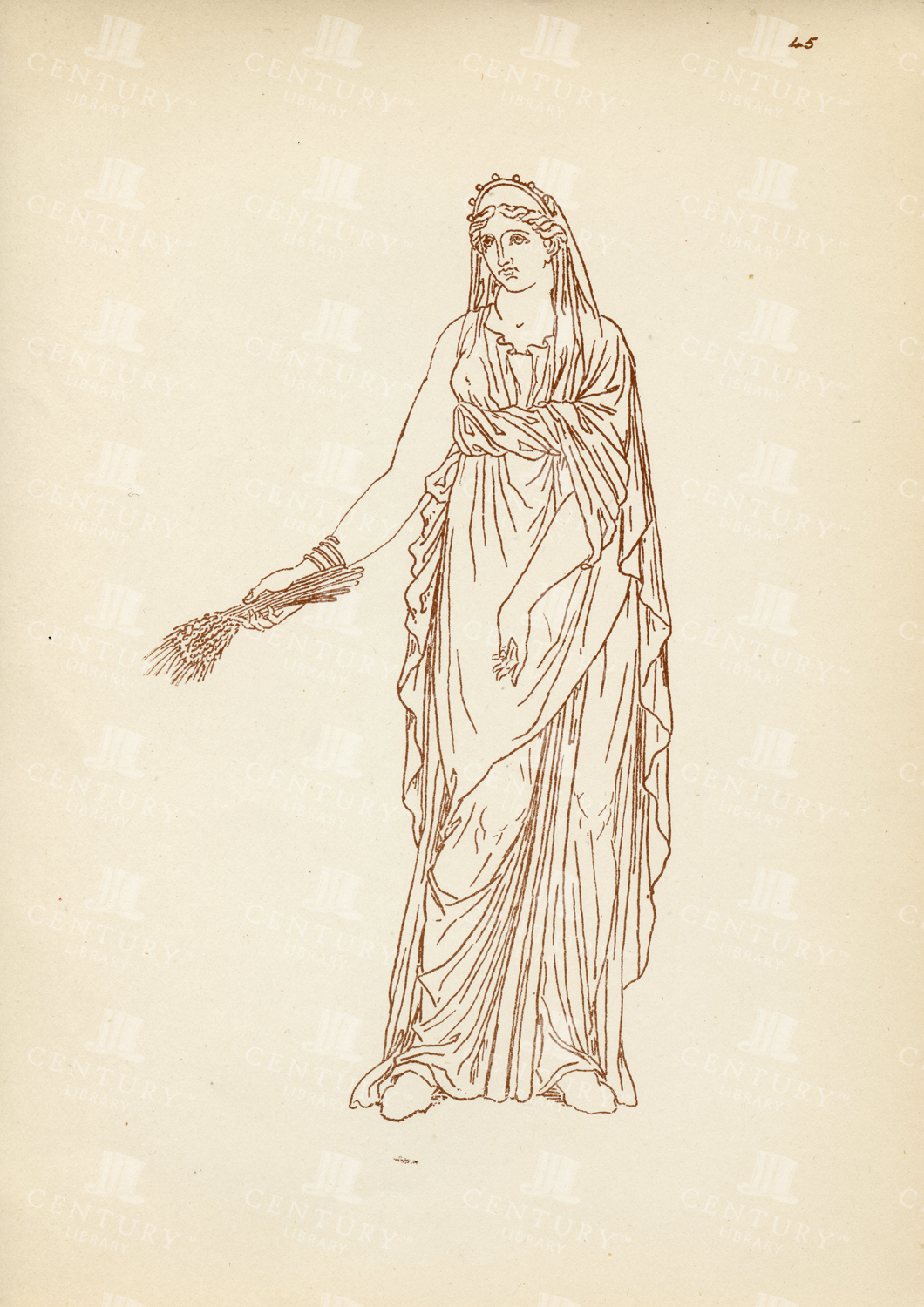 Vintage Costume Print - Ancient Greek Female Costume - 1883