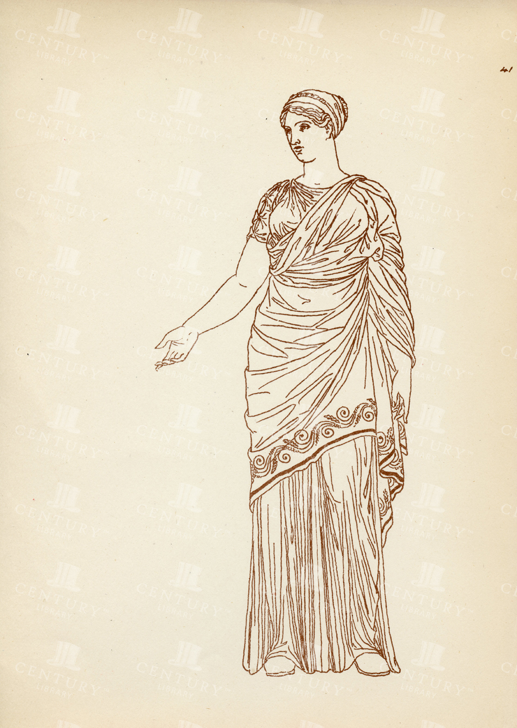 Antique Costume Print - Figure With Chiton, Himation - 1883