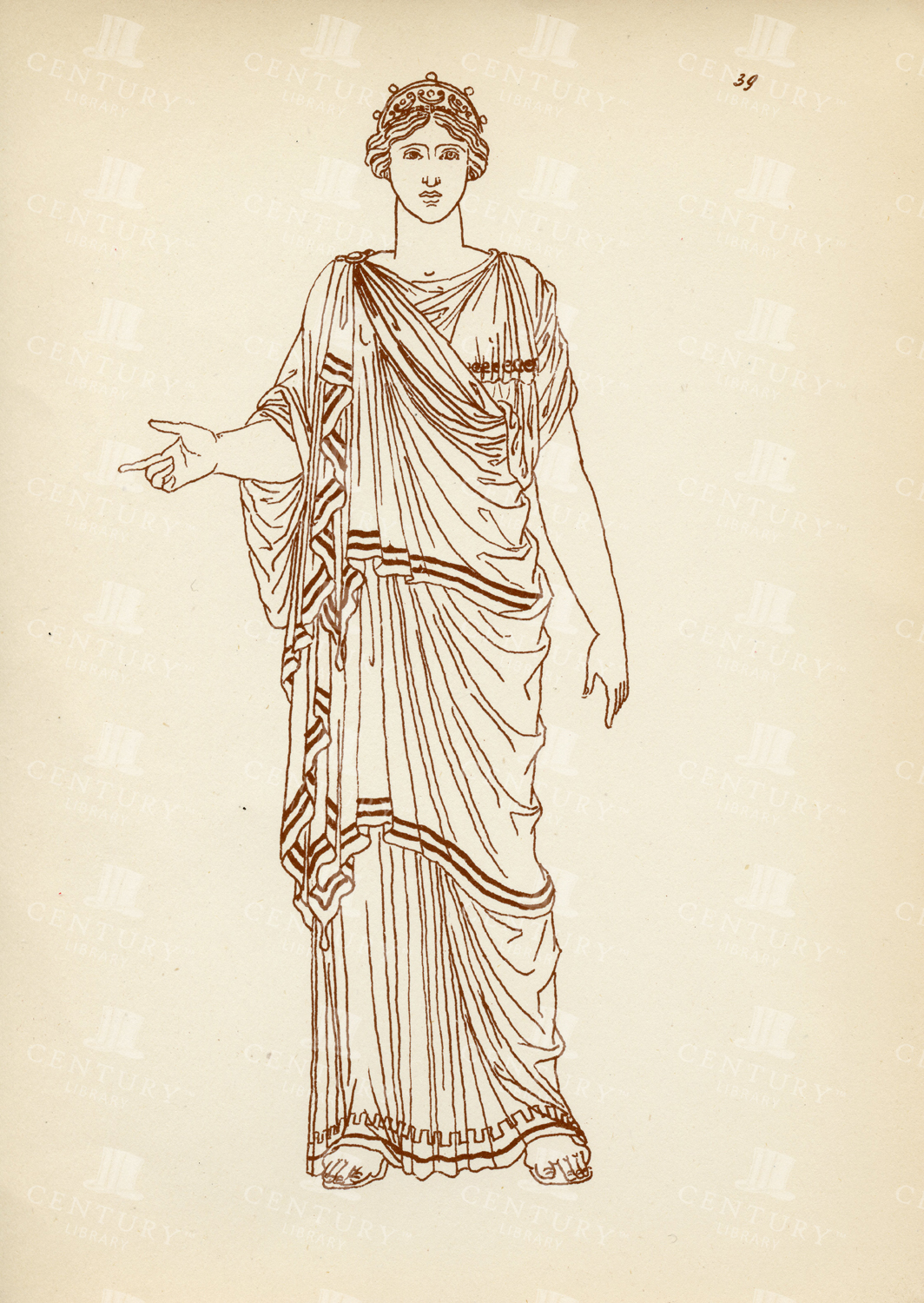 Vintage Ancient Greek Female Costume - Two Ply Himation
