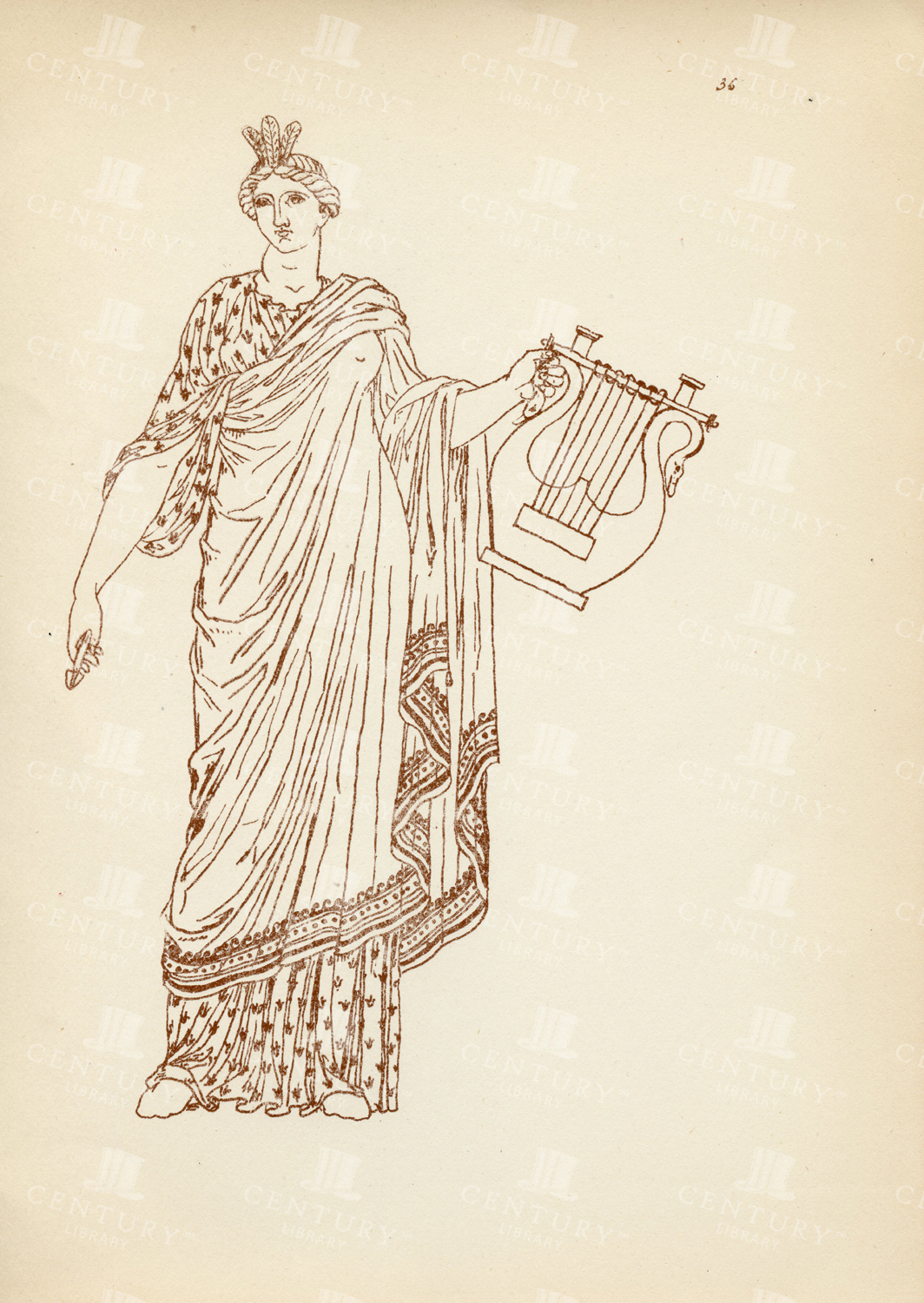 Ancient Greek Female Costume - 1883 Vintage Print