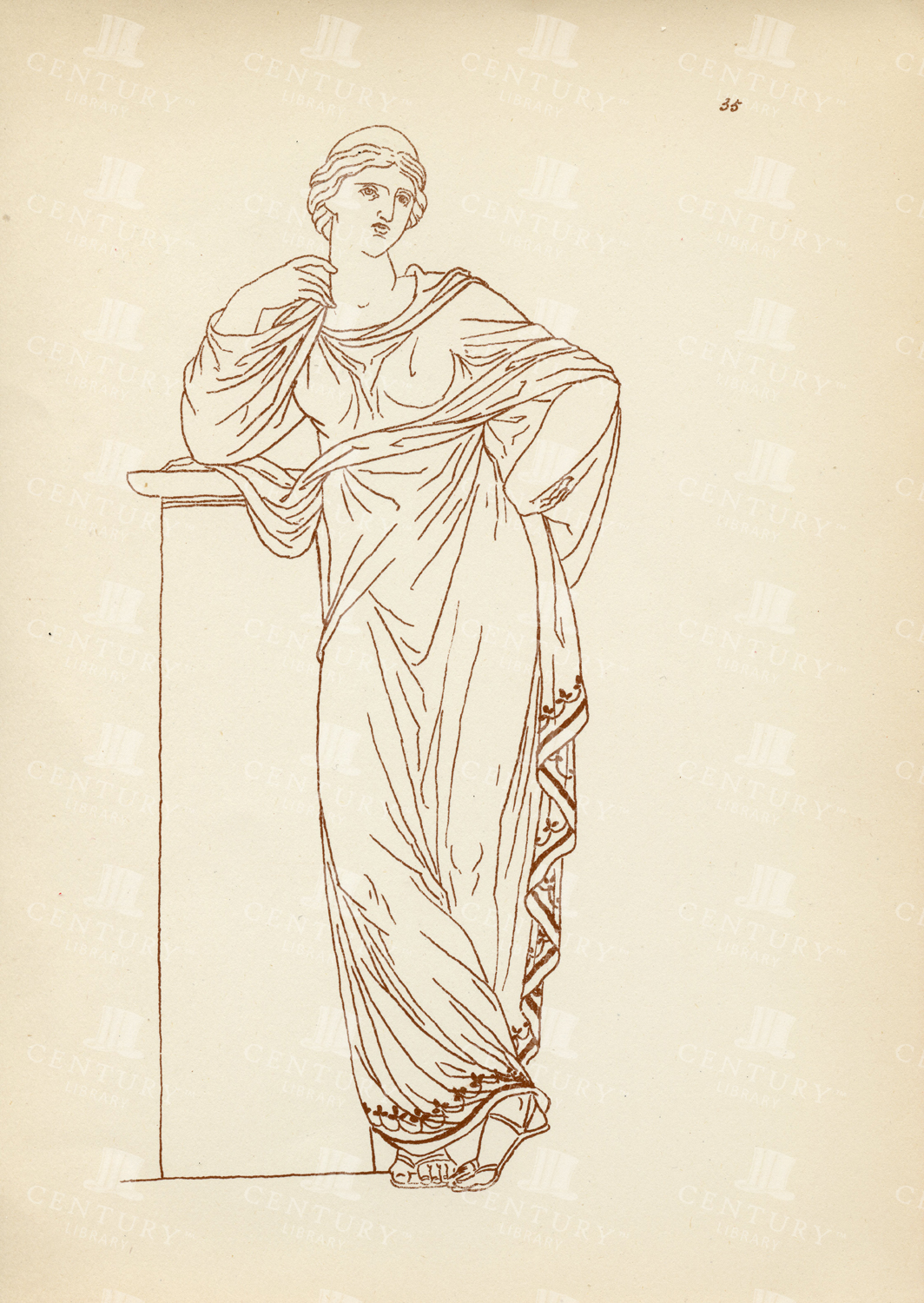 Ancient Greek Female Costume - 1883 Vintage Print