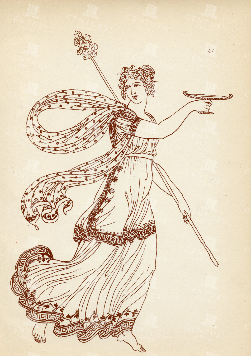 Antique 1883 Costume Print - Ancient Greek Female Costumes