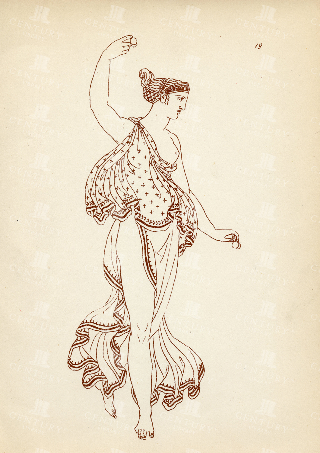 Antique 1883 Costume Print - Ancient Greek Female Costumes