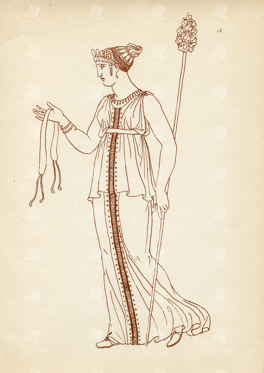 Antique 1883 Costume Print - Ancient Greek Female Costumes