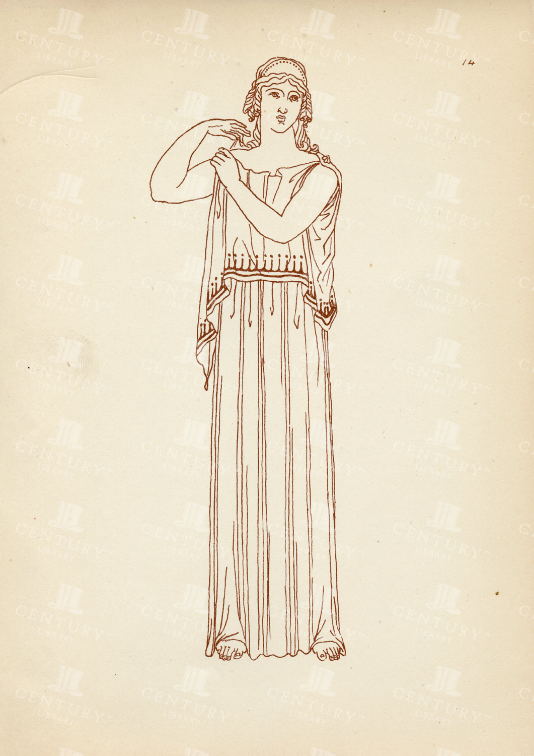 Antique 1883 Costume Print - Ancient Greek Female Costumes