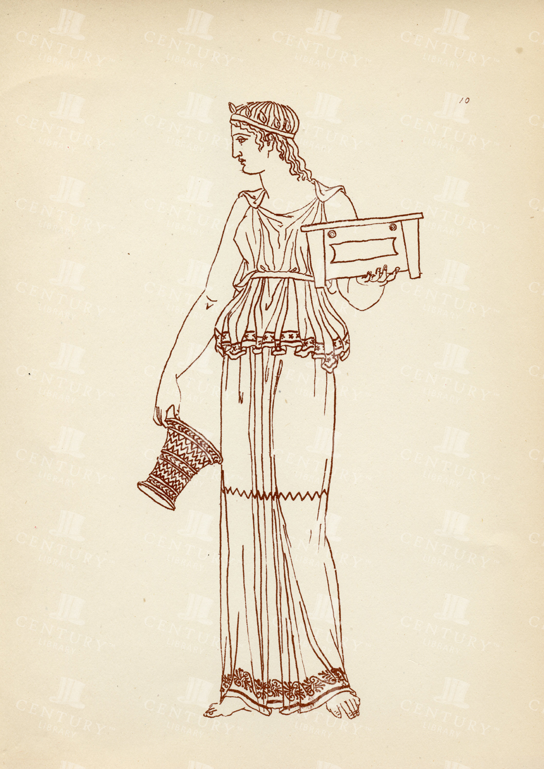 Antique 1883 Costume Print - Ancient Greek Female Costumes