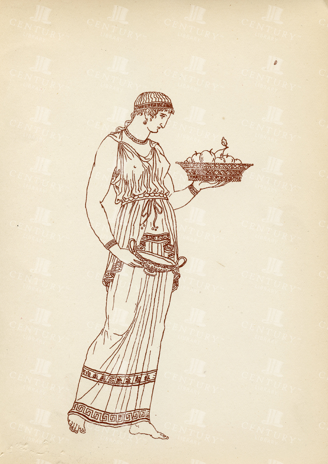 Antique 1883 Costume Print - Ancient Greek Female Costumes