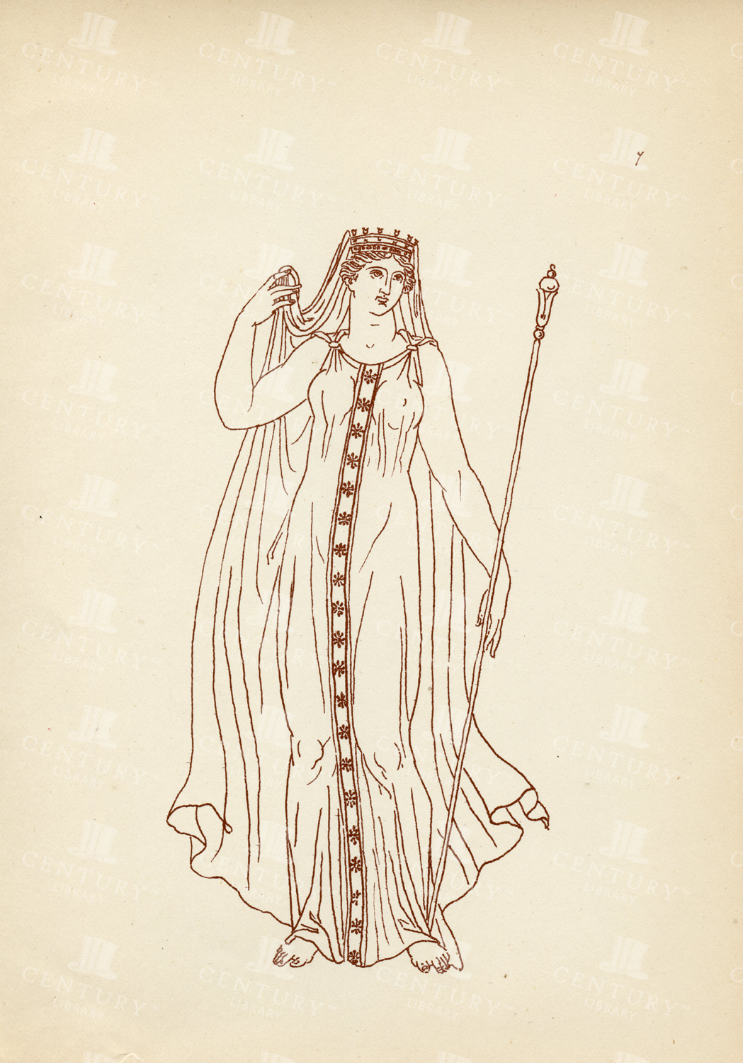 Vintage Greek Female Costume Print - Antique 1883