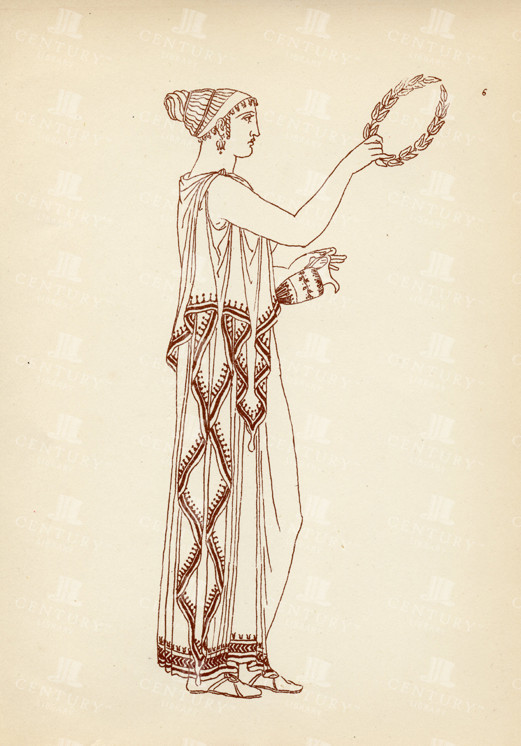 Vintage Greek Female Costume Print - Antique 1883