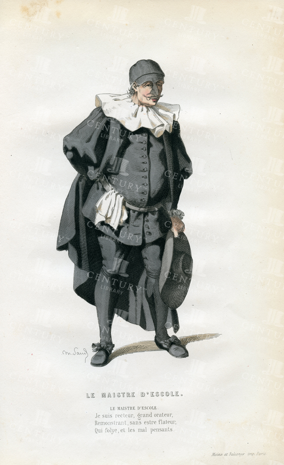 Vintage 1873 Theatre Costume Print - The Schoolmaster
