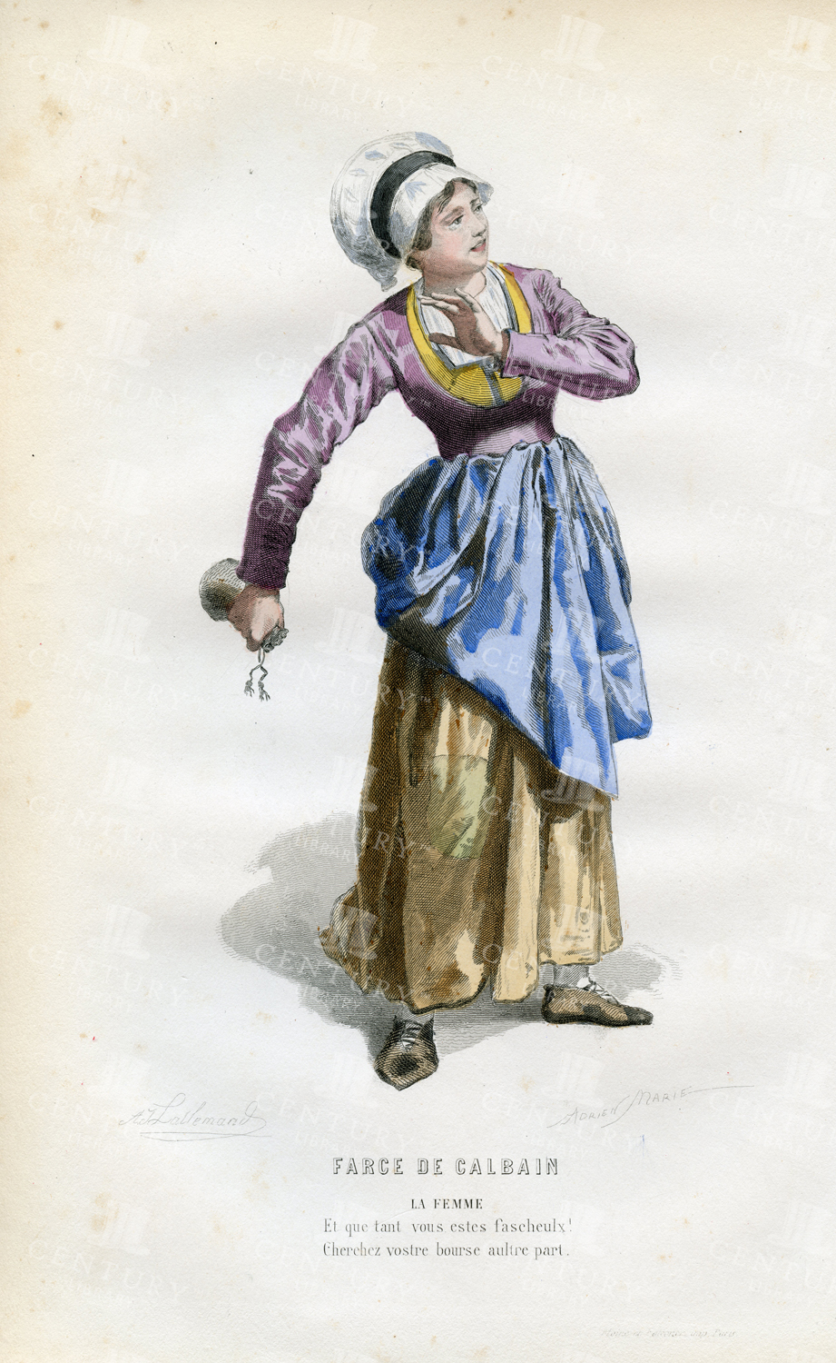 Calbain's Farce - 1873 French Theatre Costume Print