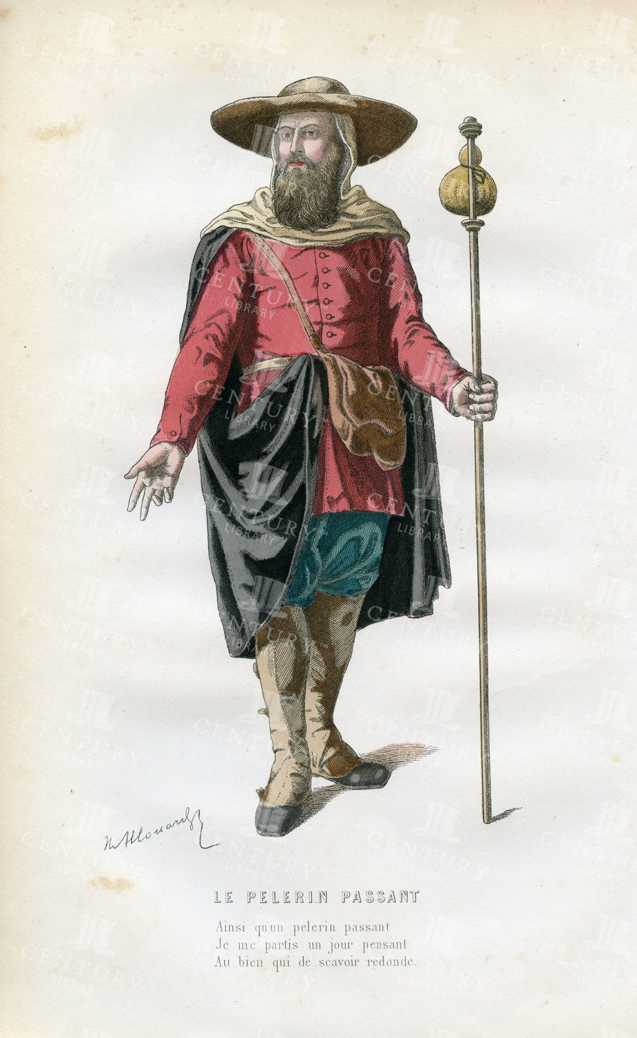 Vintage French Theatre Print - 1873 - Passing Pilgrim