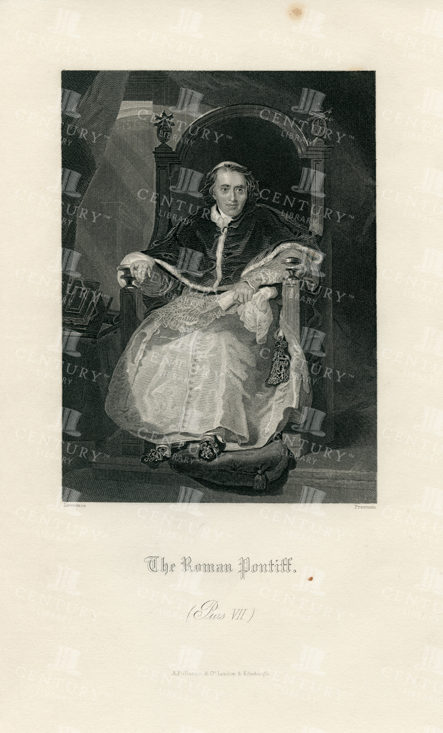 The Roman Pontiff - Pope Pius Vii - Vintage 1840 Print