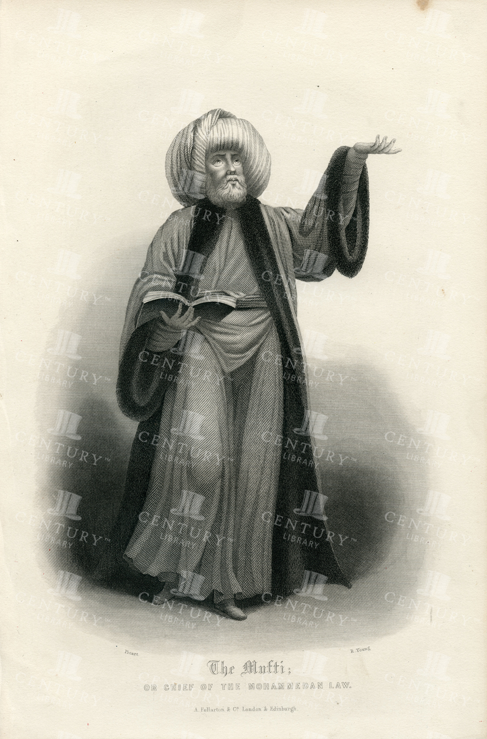Vintage 1840 Print - Faiths Of The World - The Mufti