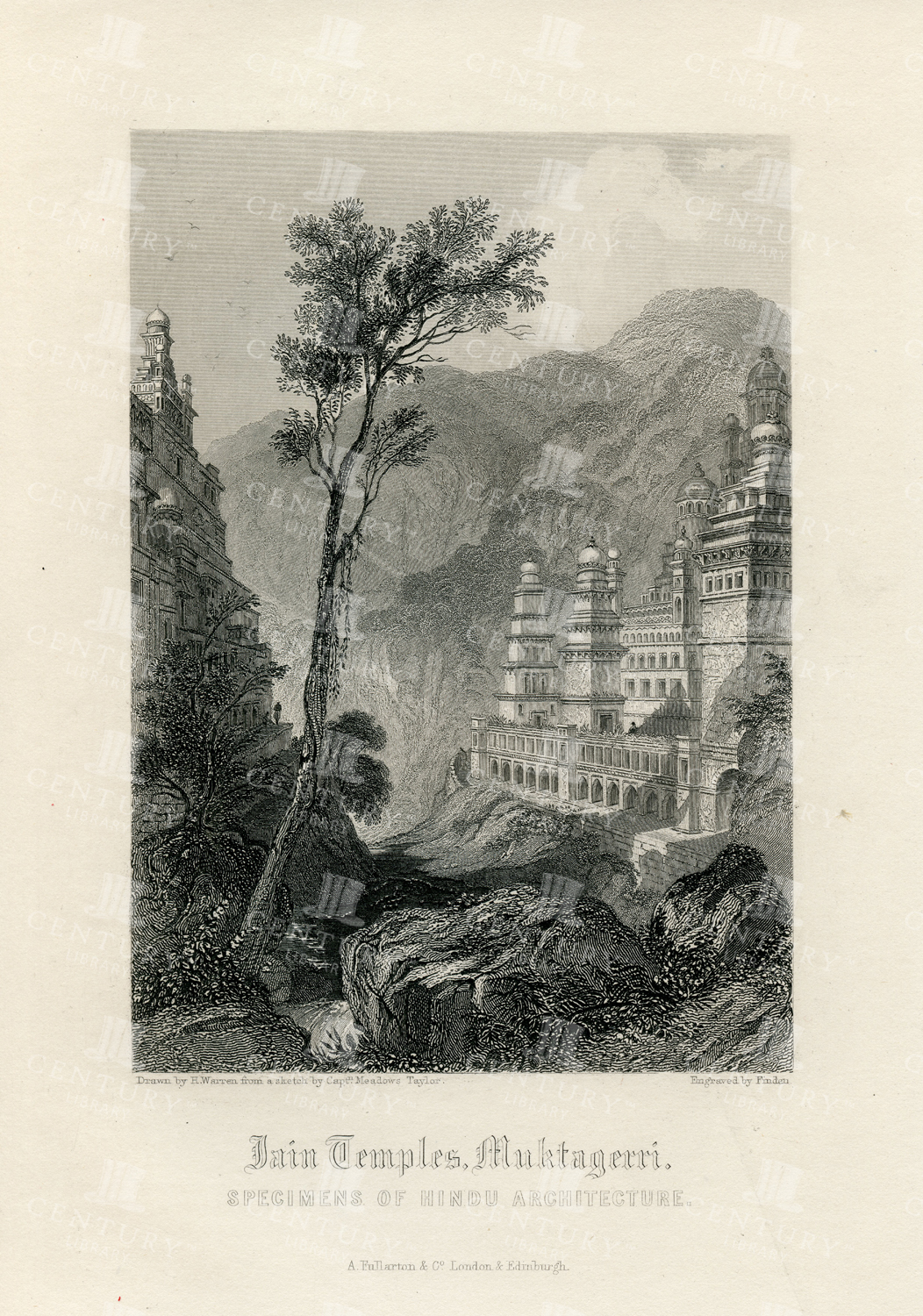 Jain Temples, Muktagerri - Vintage 1840 Religious Print